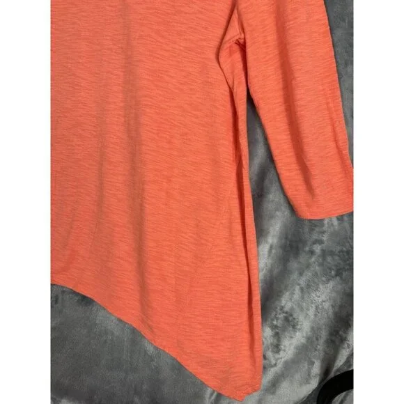 Chico’s The Ultimate Tee Women's Top Size 2 Large Orange 3/4 Sleeve - Picture 15 of 15